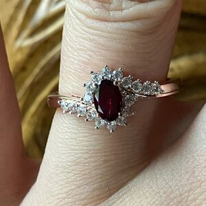 Anthill Garnet Sterling Silver Halo Ring Size 8
